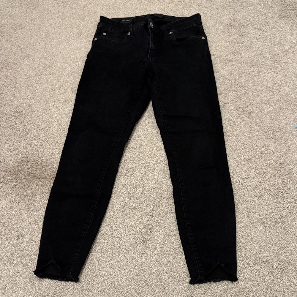 KUT FROM THE KLOTH Carlo Ankle Skinny Black Raw Hem Jeans